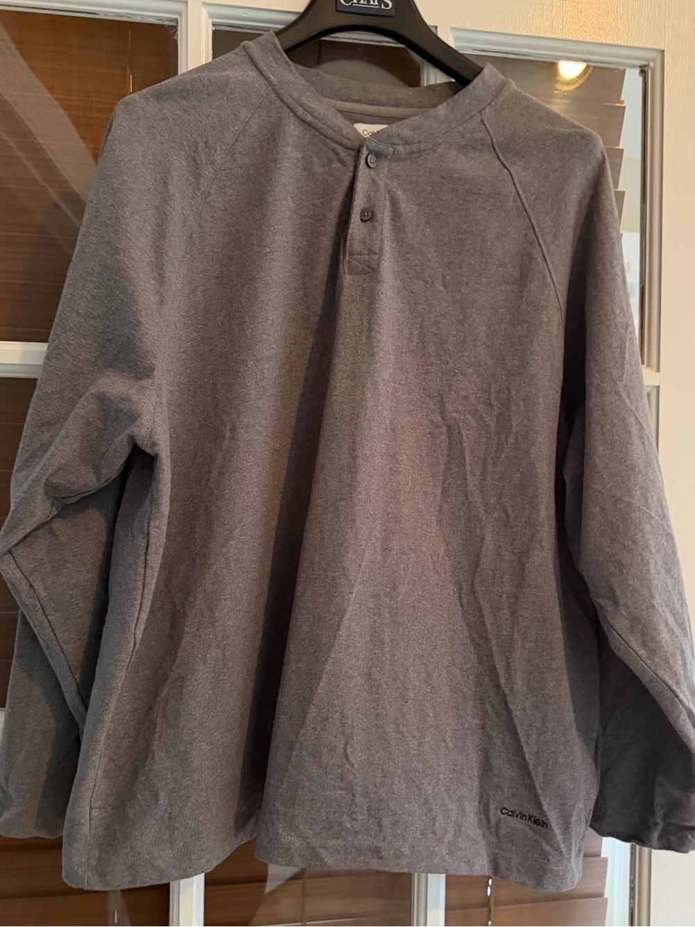 Calvin Klein Gray Men's Crewneck Henley Sweater